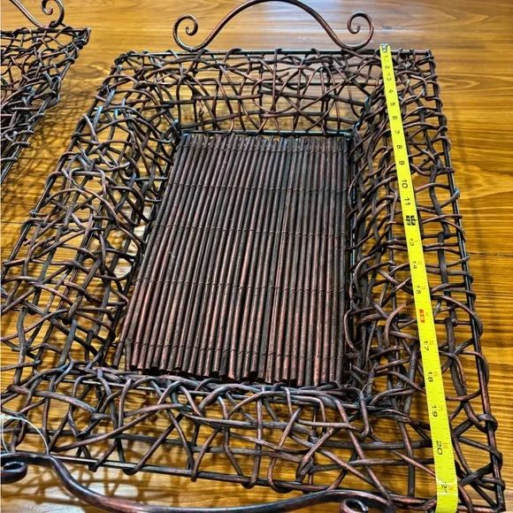 Rustic Brown Woven Metal Basket - Picture 1 of 5